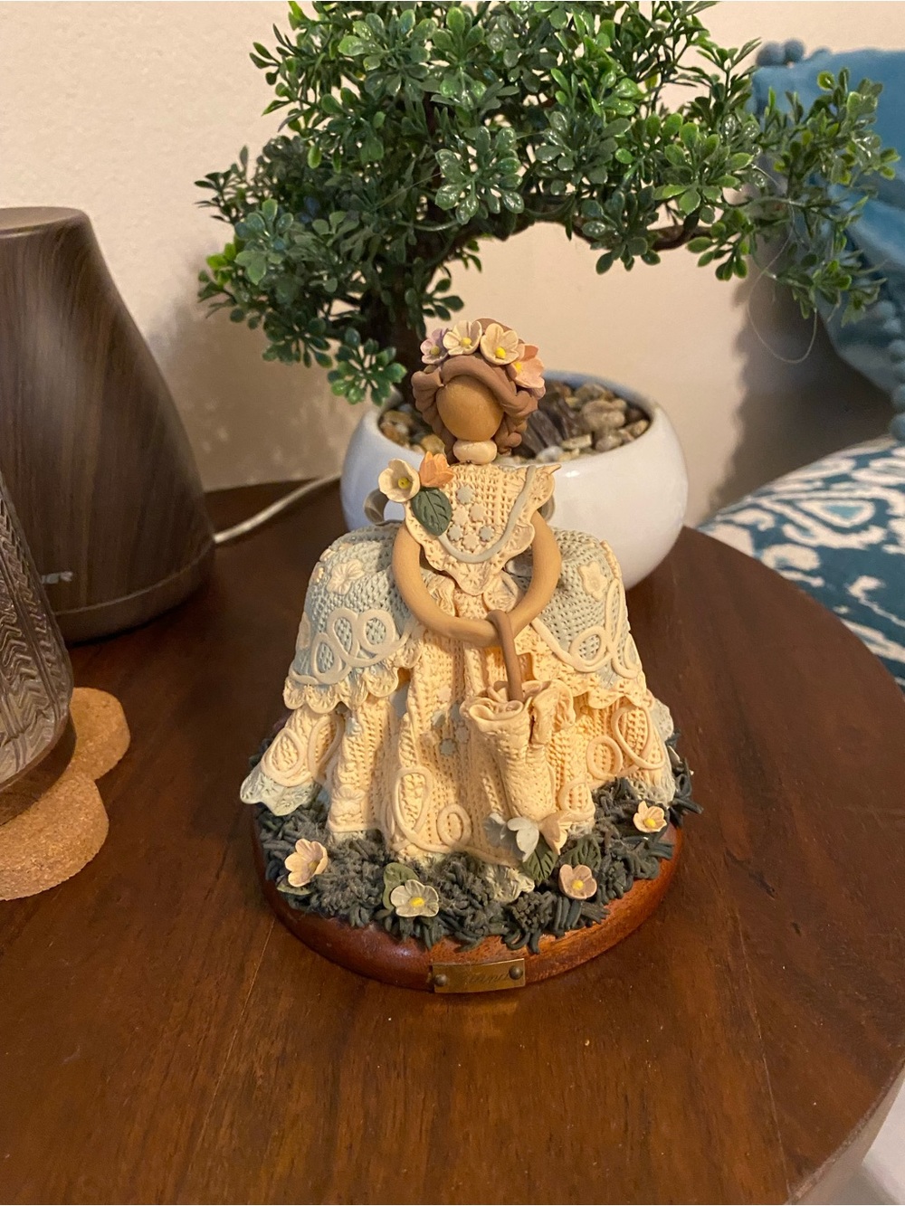 Handcrafted Floral Lady Figurine - Cream Dress
